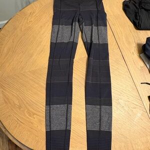 Lululemon Striped Black and Gray Leggings